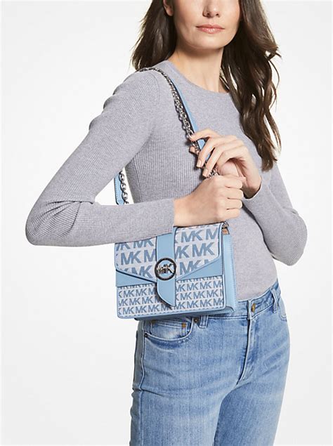 Greenwich Small Logo Jacquard and Leather Crossbody Bag